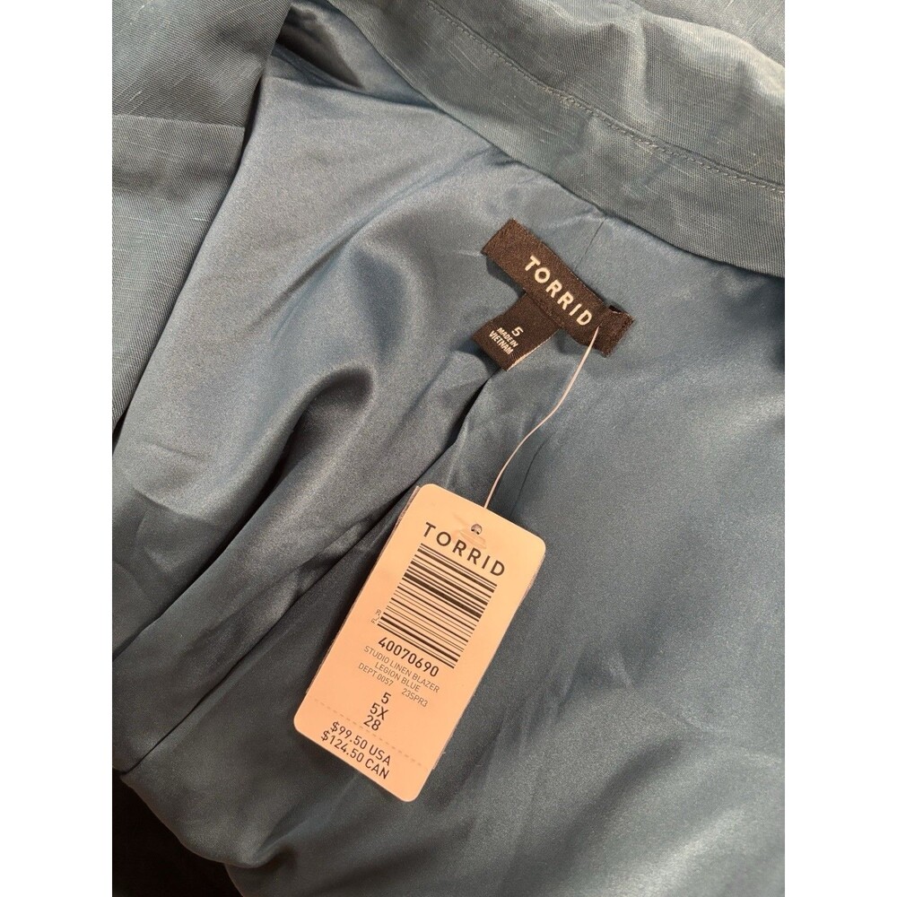 Torrid Studio Linen Blazer and Linen High Rise Pant Suit Set Blue Teal Sz 5X-20R - Picture 14 of 16